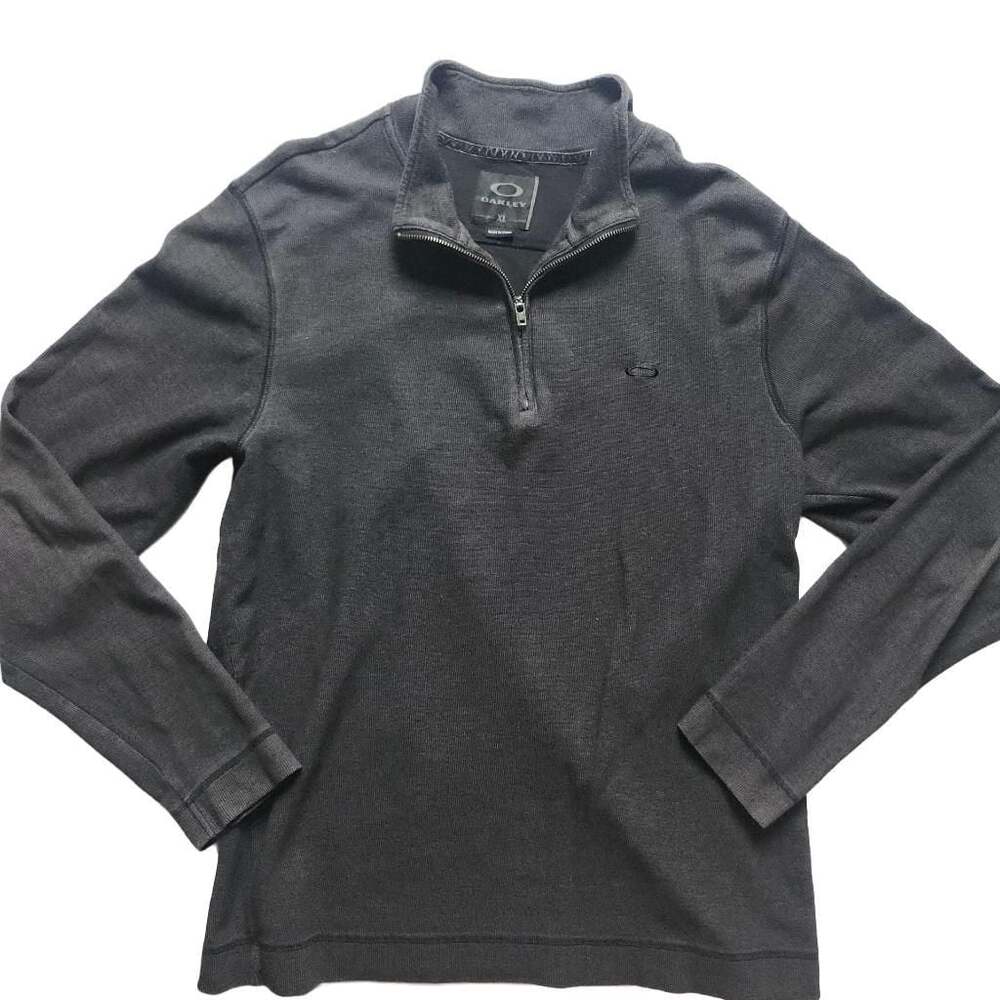 Oakley Men's Dark Gray Pique 1/4 Quarter Zip Long Sleeve Pullover XL